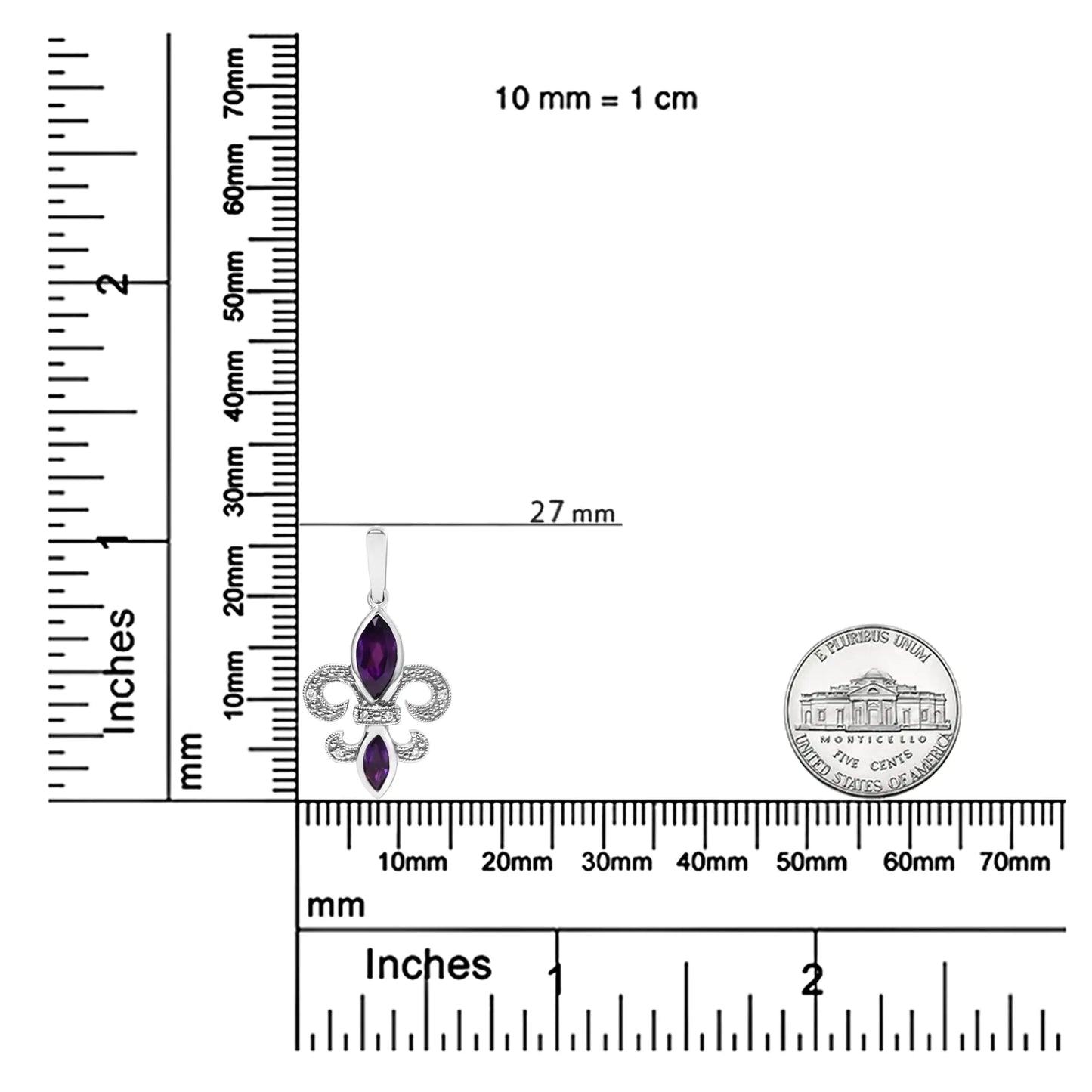 .925 Sterling Silver Marquise Cut Amethyst and Diamond Accent Fleur De Lis Dangle Stud Earrings (H-I Color, SI1-SI2 Clarity) - Elegant Emulations