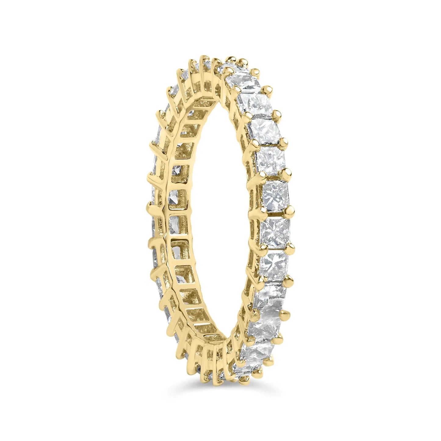 14K Yellow Gold 2.00 Cttw Shared Prong Set Princess Cut Diamond Eternity Band Ring (J-K Color, SI1-SI2 Clarity) - Ring Size 7 - Elegant Emulations