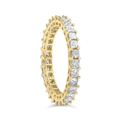 14K Yellow Gold 2.00 Cttw Shared Prong Set Princess Cut Diamond Eternity Band Ring (J-K Color, SI1-SI2 Clarity) - Ring Size 7 - Elegant Emulations