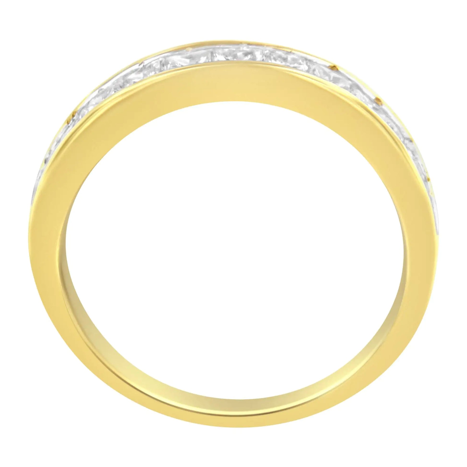 14KT Yellow Gold Diamond Channel Band Ring (1 cttw, H-I Color, SI2-I1 Clarity) - Elegant Emulations