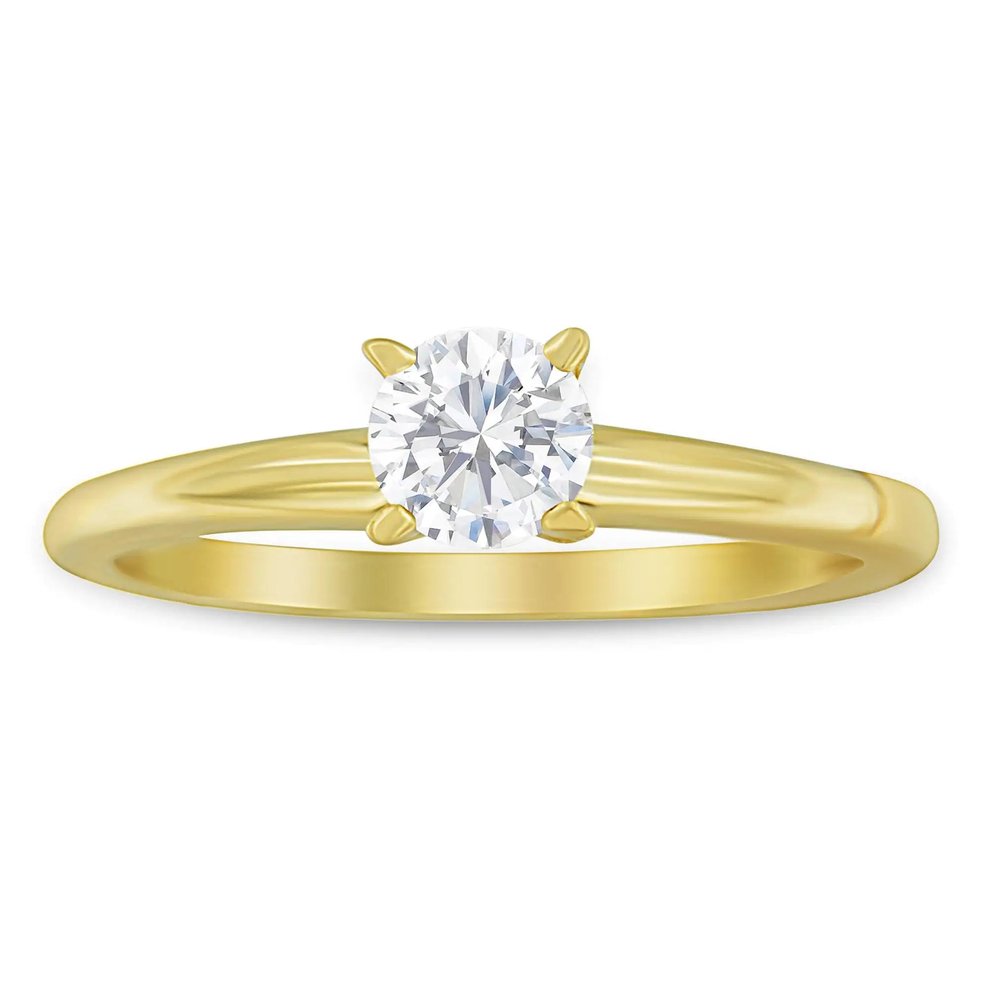 GIA Certified 14k Gold 1/2 Cttw Diamond Solitaire Engagement Ring (H Color, SI1 Clarity) - Elegant Emulations