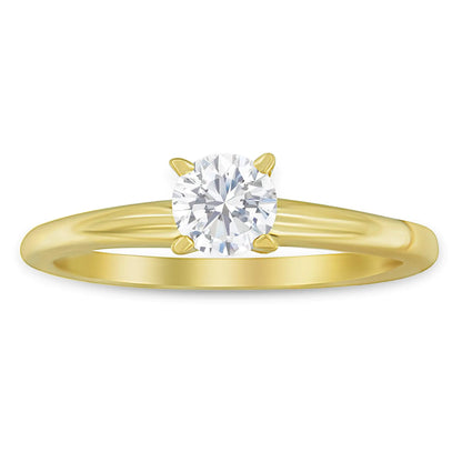 GIA Certified 14k Gold 1/2 Cttw Diamond Solitaire Engagement Ring (H Color, SI1 Clarity) - Elegant Emulations