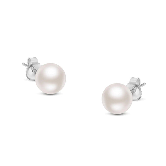 14K Gold Akoya Pearl Stud Earrings - Select Your Size