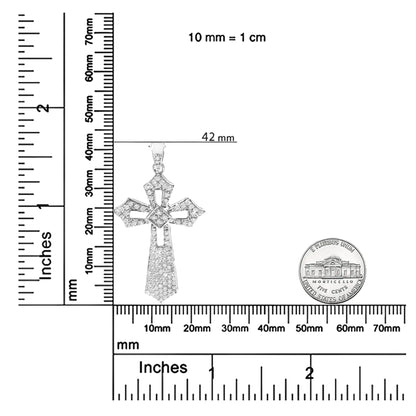 .925 Sterling Silver 1.00 Cttw Diamond Fleur De Lis Cross 18" Pendant Necklace (H-I Color, I2-I3 Clarity) - Elegant Emulations