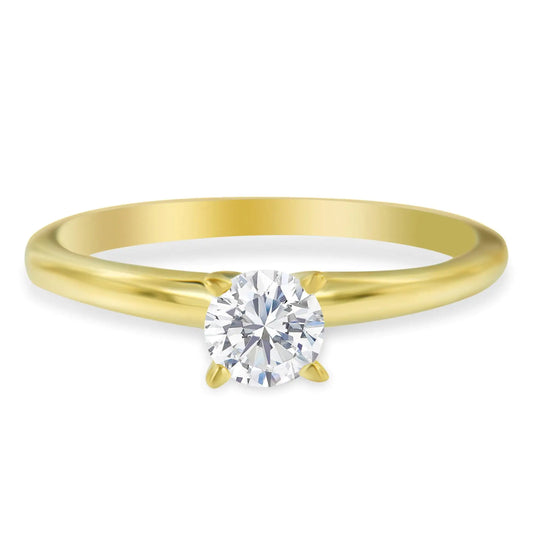 GIA Certified 14k Gold 1/2 Cttw Diamond Solitaire Engagement Ring (H Color, SI1 Clarity) - Elegant Emulations