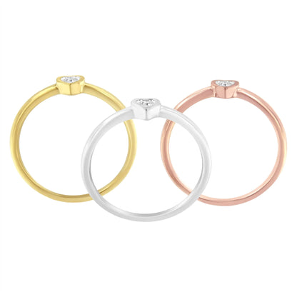 Sterling Silver Diamond Heart Stackable Rings Set