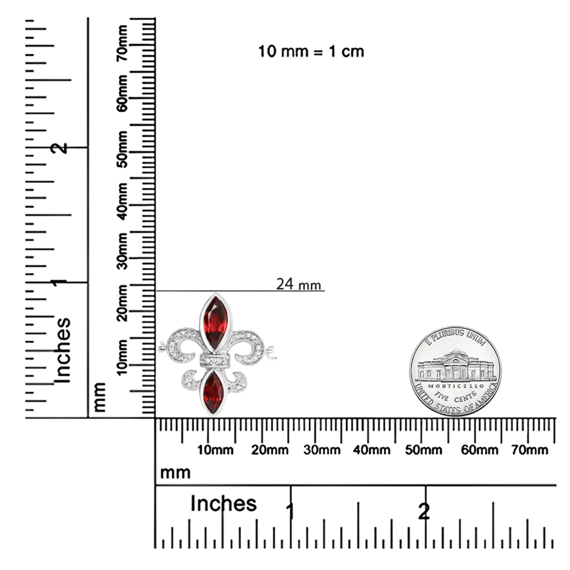 .925 Sterling Silver Marquise Garnet and Diamond Accent Lariat 4”-10” Fleur De Lis Adjustable Bolo Bracelet (H-I Color, SI1-SI2 Clarity) - Elegant Emulations