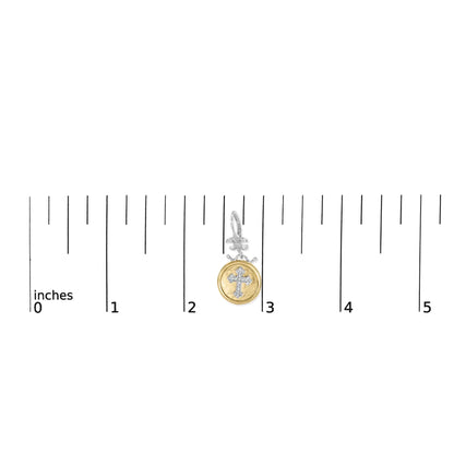 18K Gold Plated Silver Diamond Cross Medallion Earrings