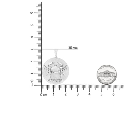 Sterling Silver Cancer Zodiac Medallion Necklace with Diamond Accent
