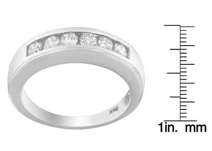 14K White Gold 3/4ct. TDW Diamond Channel Band Ring (H-I, I1-I2) - Elegant Emulations