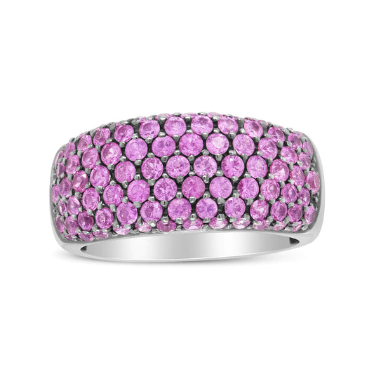 18K White Gold and Black Rhodium Multi Row Pink Sapphire Classic Band Ring - Elegant Emulations