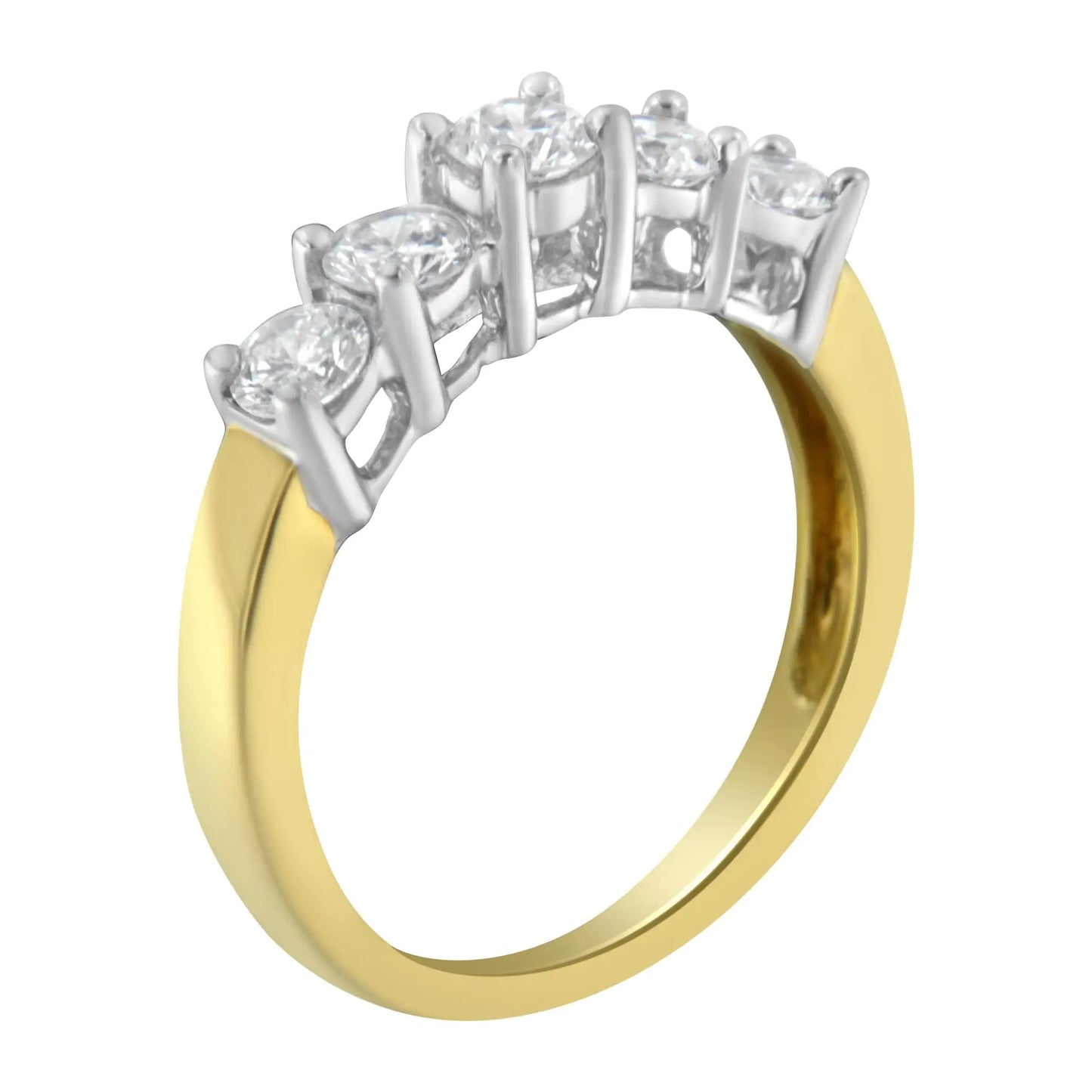 14KT Two Toned Gold 5 Stone Diamond Ring (1 cttw, H-I Color, SI1-SI2 Clarity) - Elegant Emulations