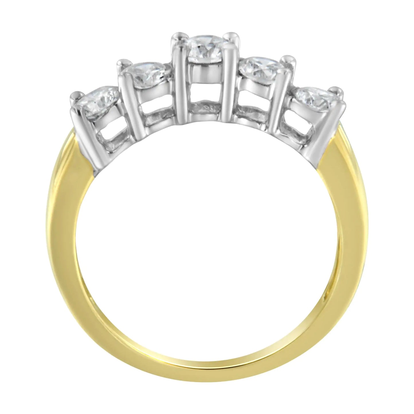 14KT Two Toned Gold 5 Stone Diamond Ring (1 cttw, H-I Color, SI1-SI2 Clarity) - Elegant Emulations