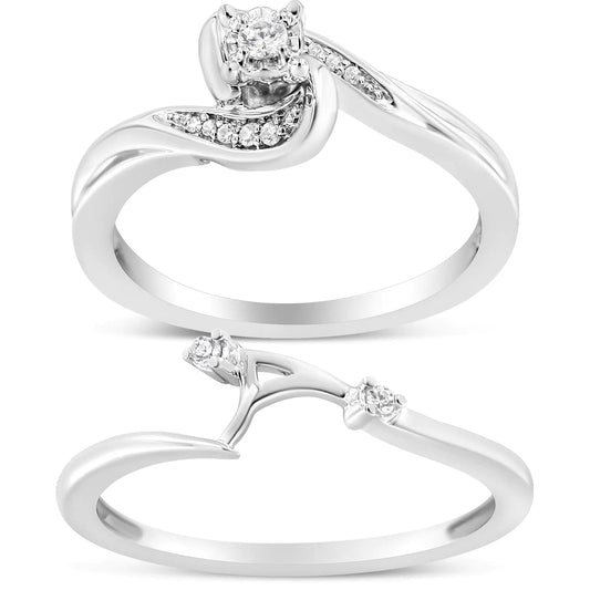 Elegant Swirl .925 Silver Diamond Bridal Set
