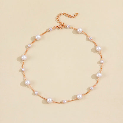 Vintage Pearl Clavicle Chain Female Simple - Elegant Emulations