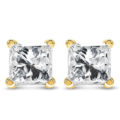 AGS Certified Princess Cut Diamond Stud Earrings – 14K Gold | Earrings | Elegant Emulations Jewelry USA