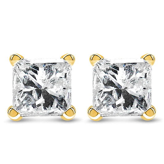 AGS Certified Princess Cut Diamond Stud Earrings – 14K Gold | Earrings | Elegant Emulations Jewelry USA