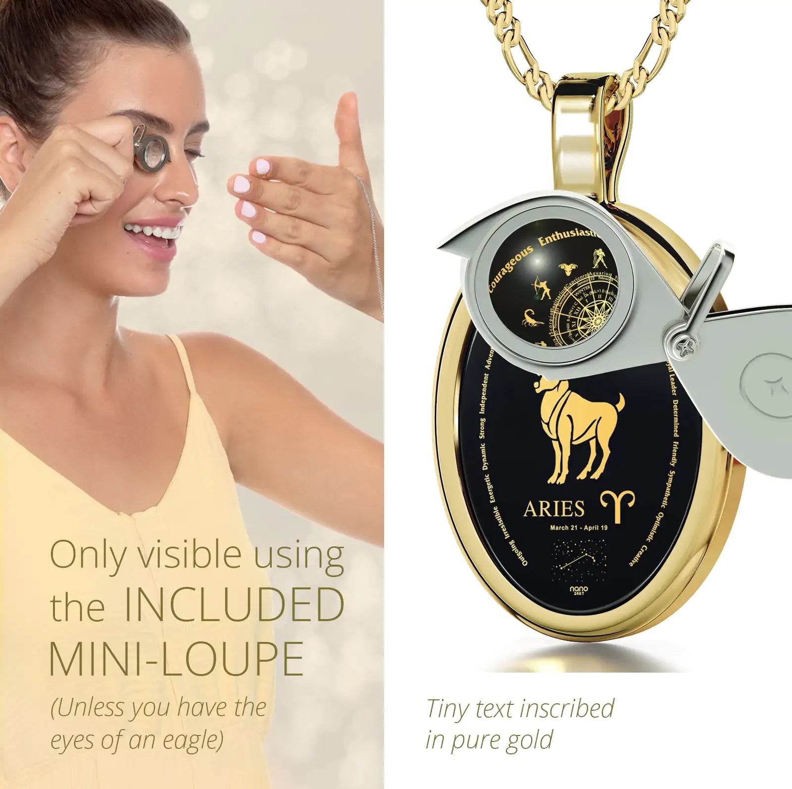 Aries Gold Onyx Pendant | Necklace | Elegant Emulations Jewelry USA