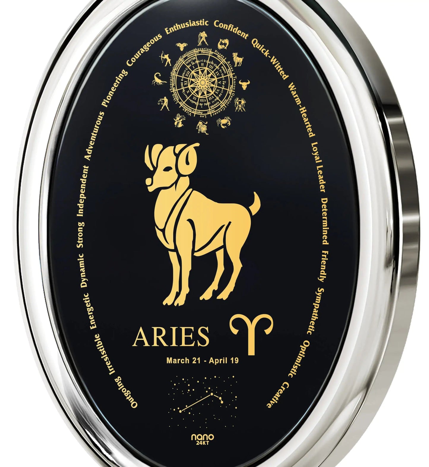 Aries Gold Onyx Pendant | Necklace | Elegant Emulations Jewelry USA
