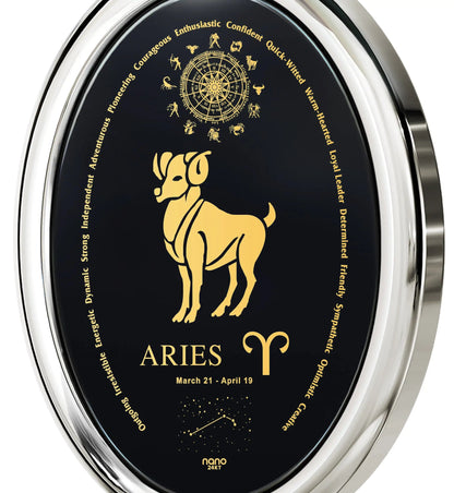 Aries Gold Onyx Pendant | Necklace | Elegant Emulations Jewelry USA
