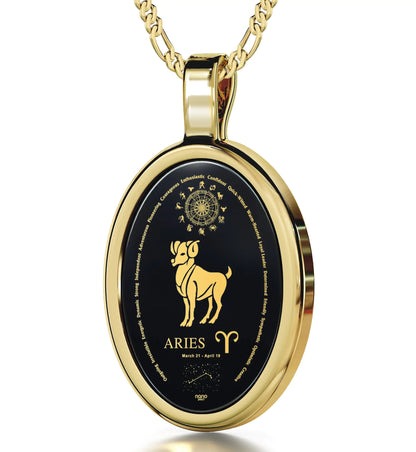Aries Gold Onyx Pendant | Necklace | Elegant Emulations Jewelry USA