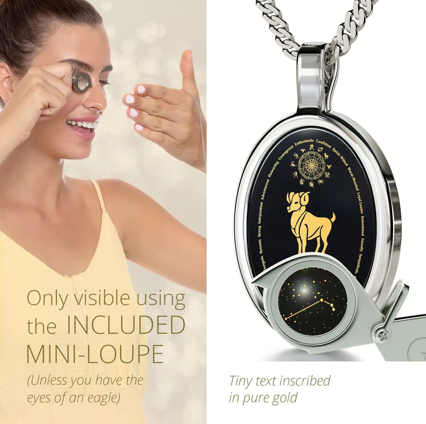 Aries Gold Onyx Pendant | Necklace | Elegant Emulations Jewelry USA