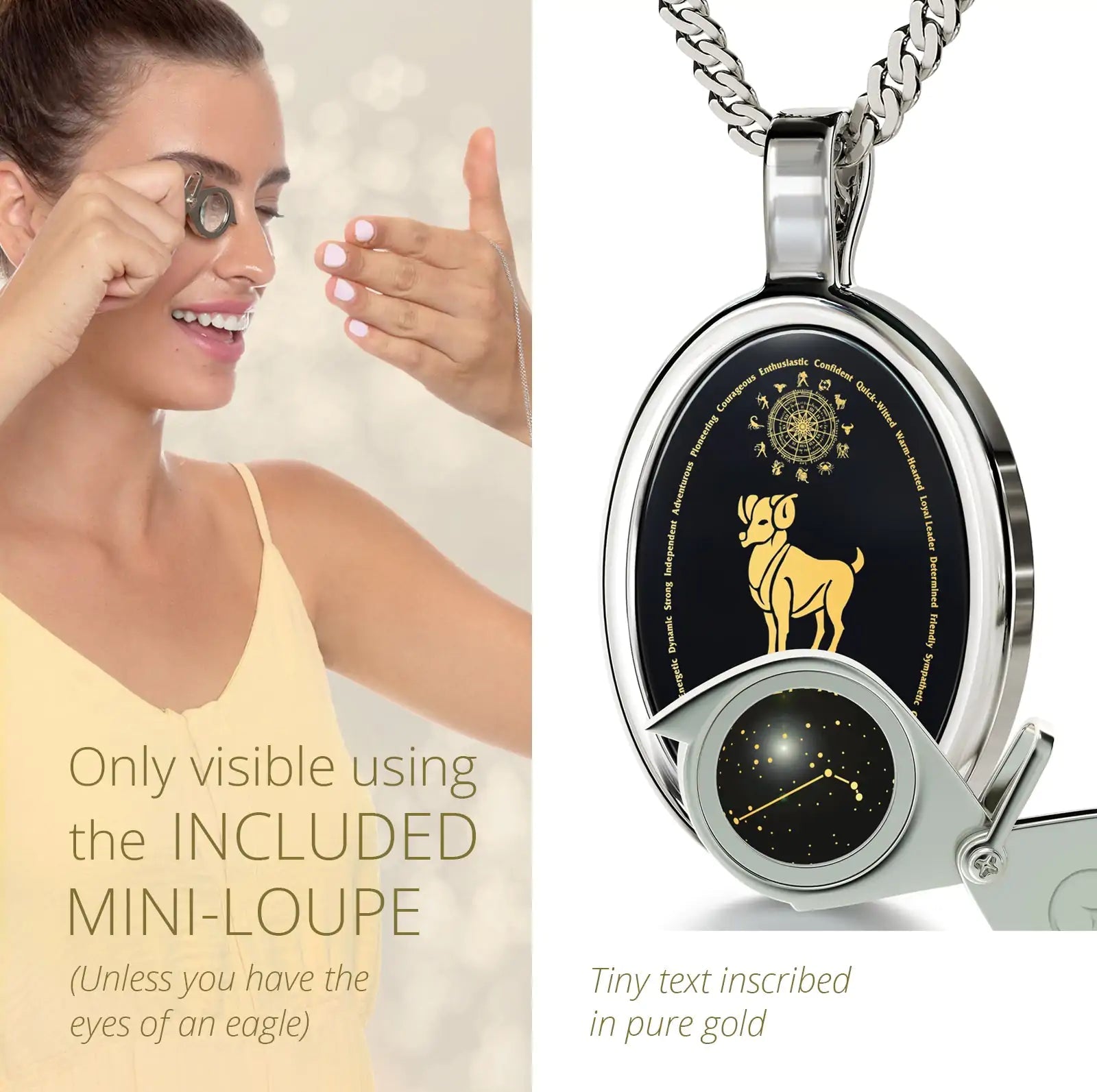 Aries Gold Onyx Pendant | Necklace | Elegant Emulations Jewelry USA