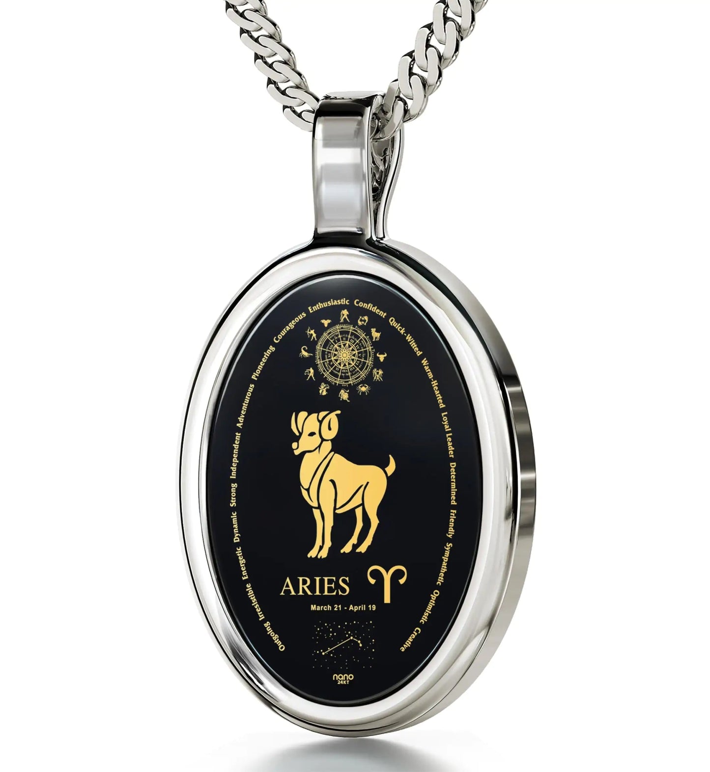 Aries Gold Onyx Pendant | Necklace | Elegant Emulations Jewelry USA