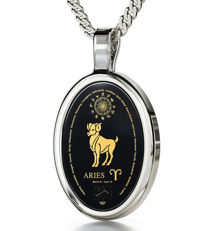 Aries Gold Onyx Pendant | Necklace | Elegant Emulations Jewelry USA