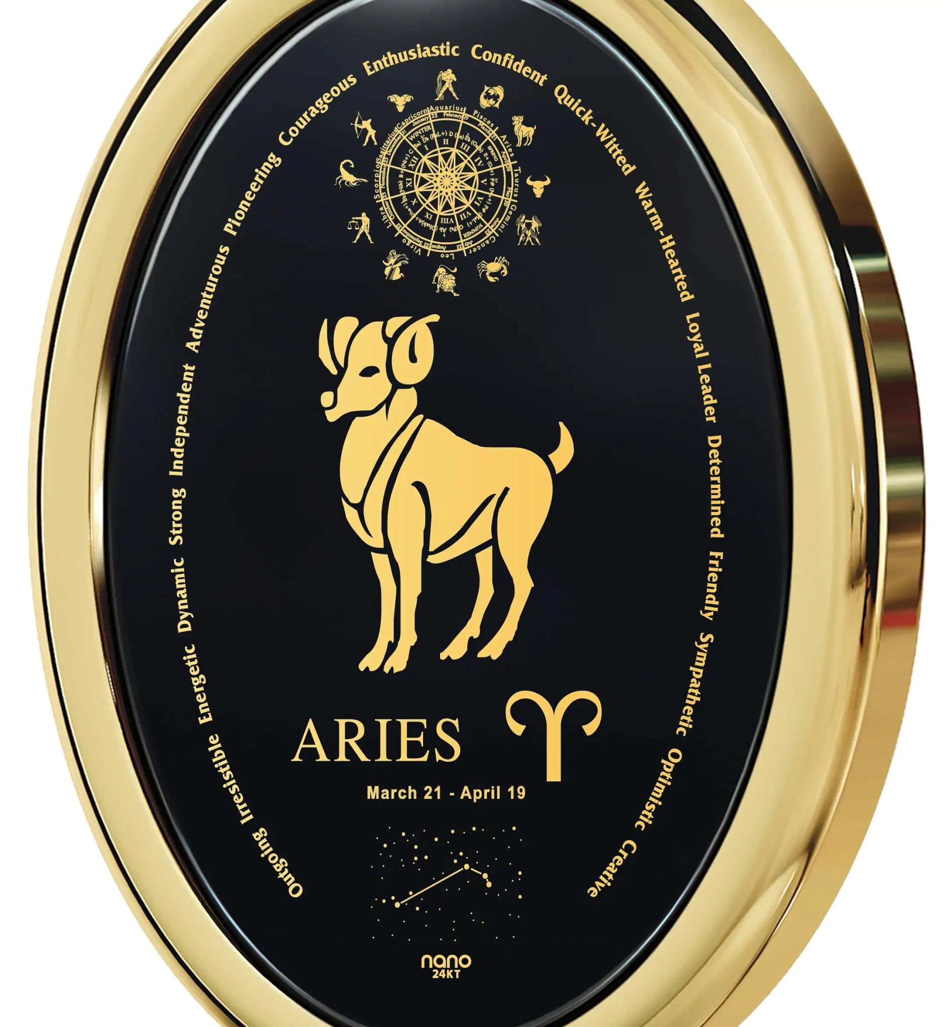 Aries Gold Onyx Pendant | Necklace | Elegant Emulations Jewelry USA