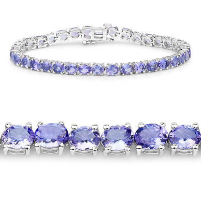 12.21 Carat Genuine Tanzanite .925 Sterling Silver Bracelet - Elegant Emulations