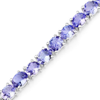 12.21 Carat Genuine Tanzanite .925 Sterling Silver Bracelet - Elegant Emulations