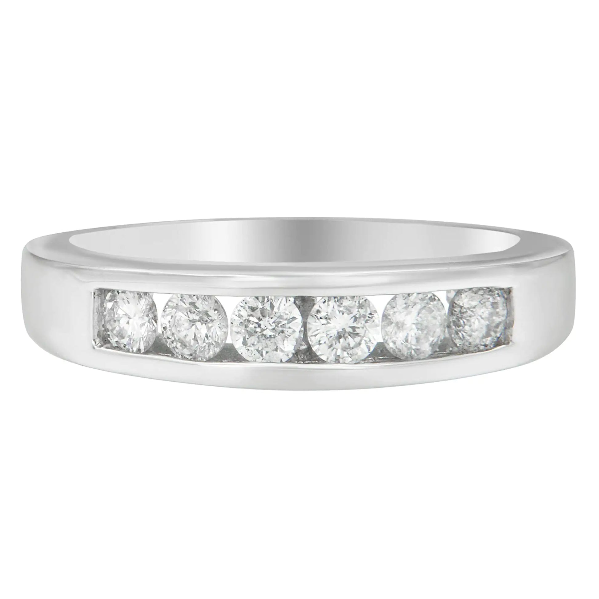 14K White Gold 3/4ct. TDW Diamond Channel Band Ring (H-I, I1-I2) - Elegant Emulations