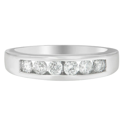 14K White Gold 3/4ct. TDW Diamond Channel Band Ring (H-I, I1-I2) - Elegant Emulations
