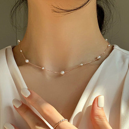 Vintage Pearl Clavicle Chain Female Simple - Elegant Emulations
