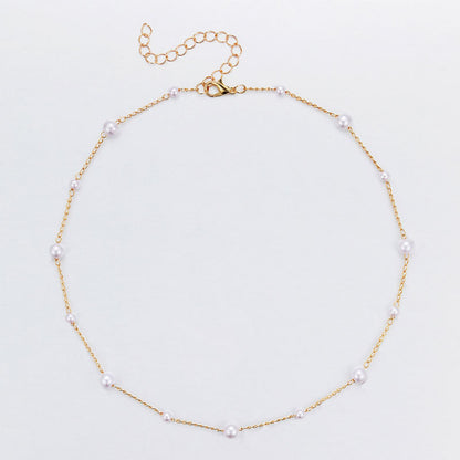 Vintage Pearl Clavicle Chain Female Simple - Elegant Emulations