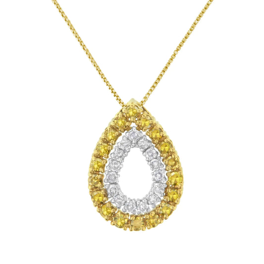 Golden Halo Pear Diamond Pendant Necklace