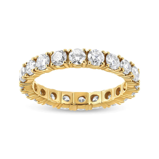 14K Yellow Gold 2.00 Cttw Shared Prong Set Round Cut Diamond Eternity Band (J-K Color, VS1-VS2 Clarity) - Elegant Emulations