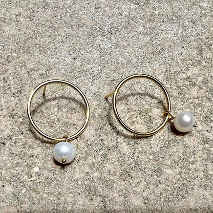 Circle Freshwater Pearl Earrings | | Elegant Emulations Jewelry USA