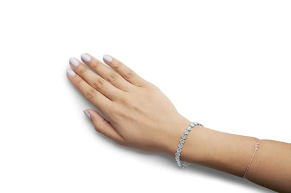 14K White Gold 2.00 Cttw Diamond Halo Link Tennis Bracelet (H-I Color, I1-I2 Clarity) - 7" Inches - Elegant Emulations