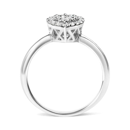 .925 Sterling Silver 3/8 Cttw Lab Grown Diamond Cluster and Halo Pear Promise Ring (G-H Color, VS2-SI1 Clarity) - Size 7 - Elegant Emulations