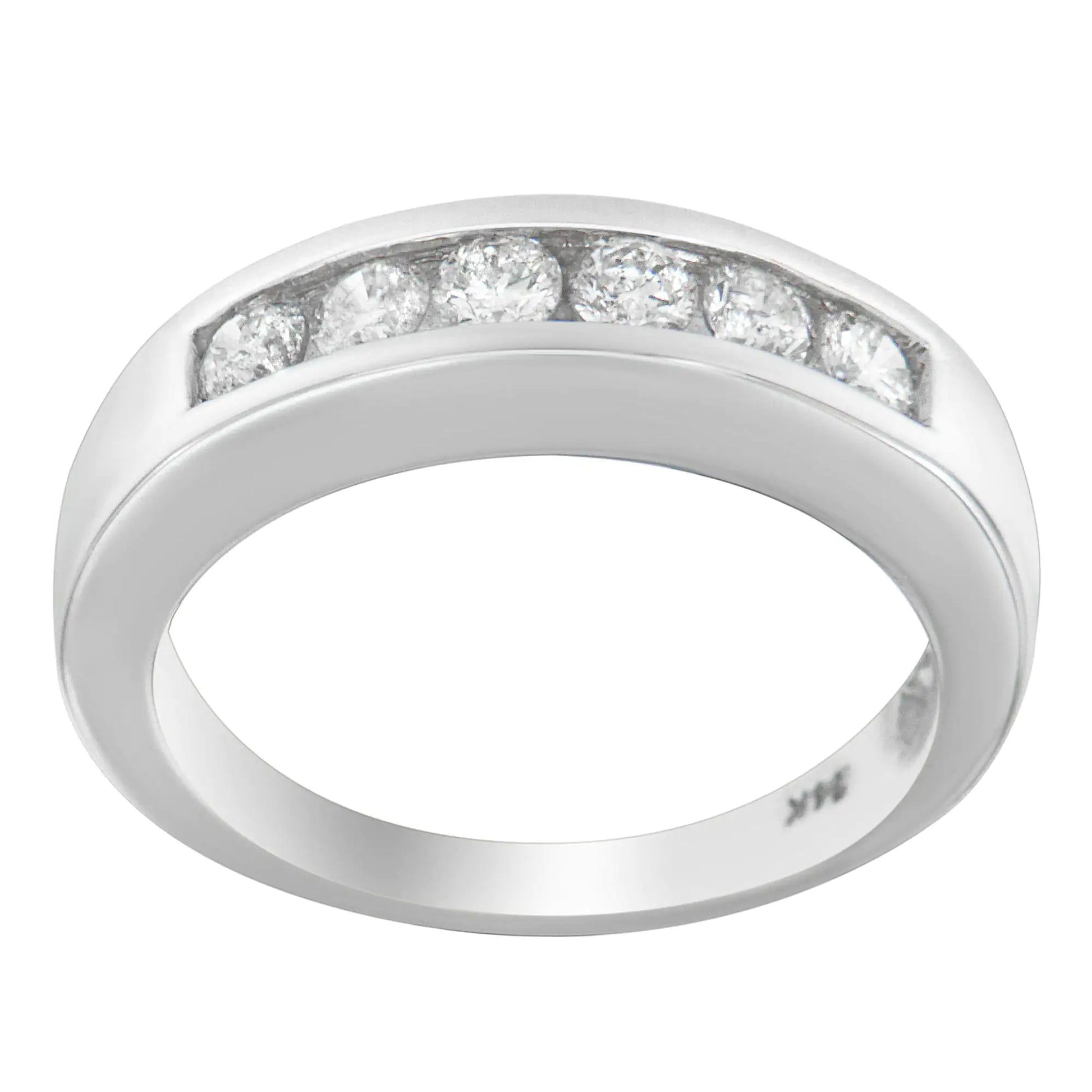14K White Gold 3/4ct. TDW Diamond Channel Band Ring (H-I, I1-I2) - Elegant Emulations
