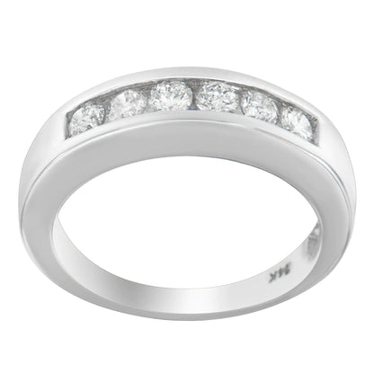 14K White Gold 3/4ct. TDW Diamond Channel Band Ring (H-I, I1-I2) - Elegant Emulations