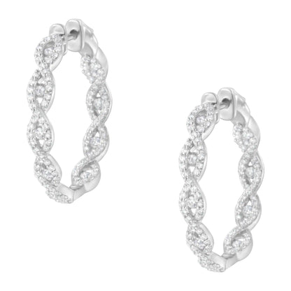 10K White Gold Diamond Hoop Earrings (1 1/2 cttw, H-I Color, I1-I2 Clarity) - Elegant Emulations