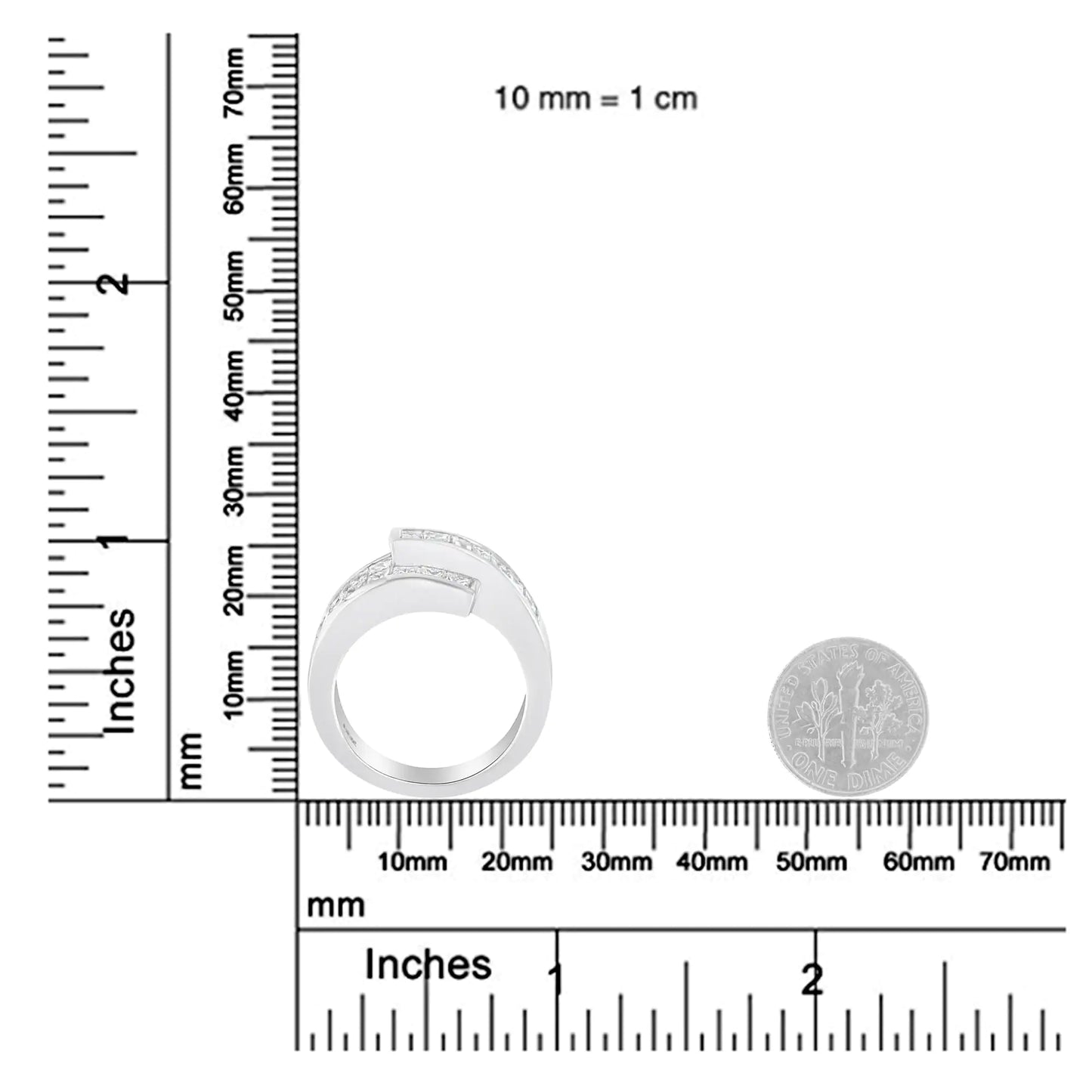 14K White Gold 2.0 Cttw Channel-Set Princess and Baguette-Cut Diamond Bypass Ring Band (G-H Color, SI1-SI2 Clarity) - Elegant Emulations