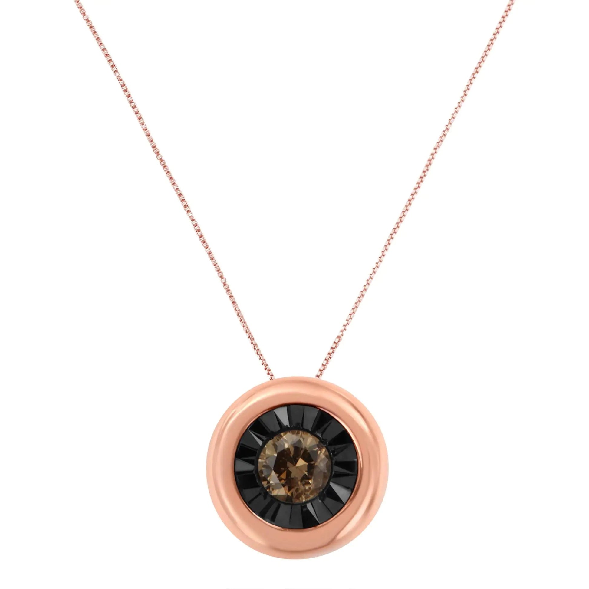 Elegant 10K Rose Gold & Black Rhodium 1/10ct Diamond Pendant | Necklace | Elegant Emulations Jewelry USA