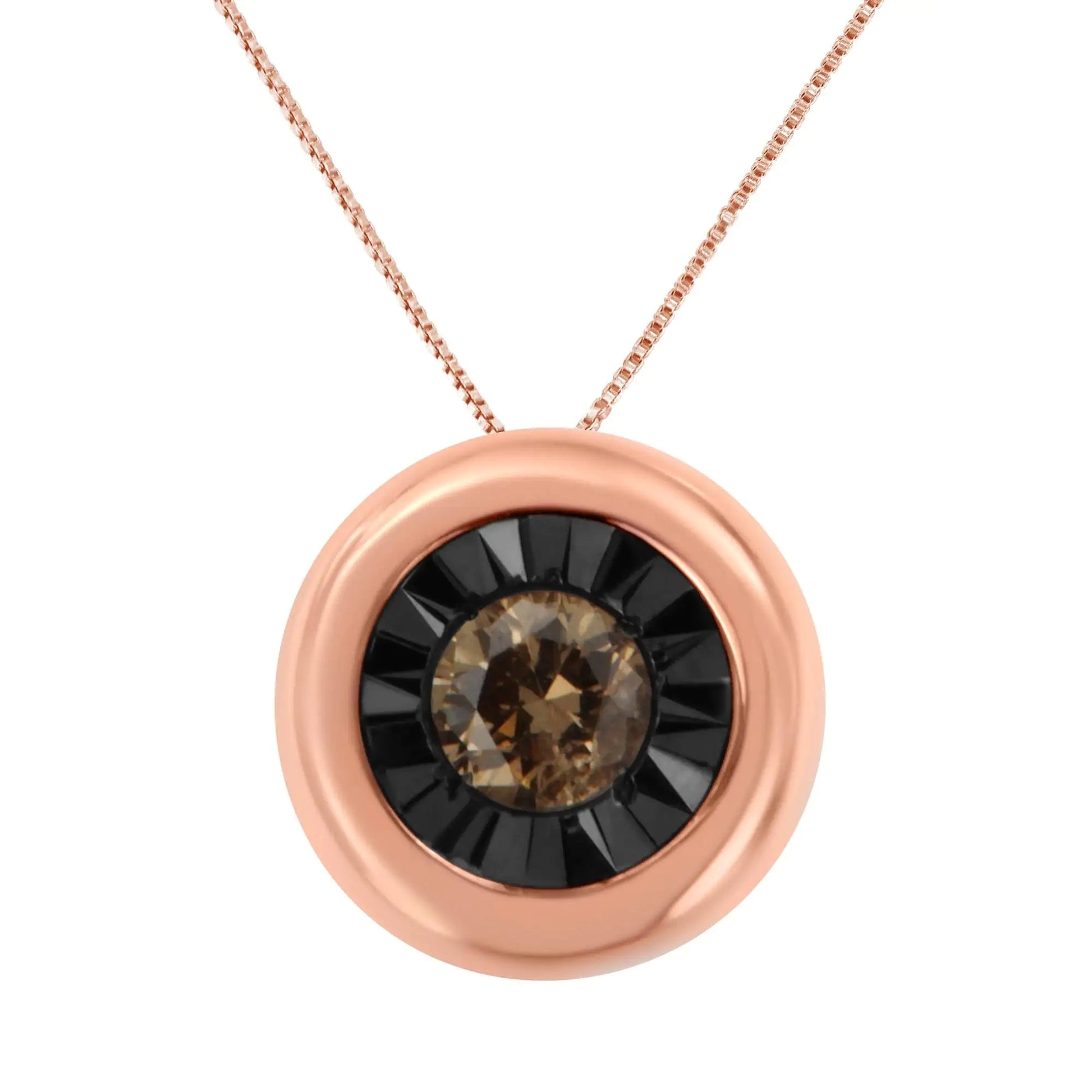 Elegant 10K Rose Gold & Black Rhodium 1/10ct Diamond Pendant | Necklace | Elegant Emulations Jewelry USA