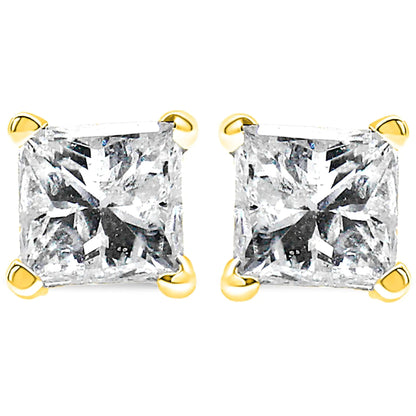 Elegant 14K Gold 1/4 Cttw Princess - Cut Diamond Studs (H - I, I1 - I2) | Earrings | Elegant Emulations Jewelry USA