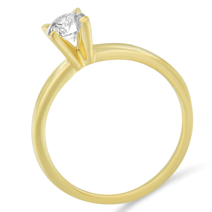 GIA Certified 14k Gold 1/2 Cttw Diamond Solitaire Engagement Ring (H Color, SI1 Clarity) - Elegant Emulations