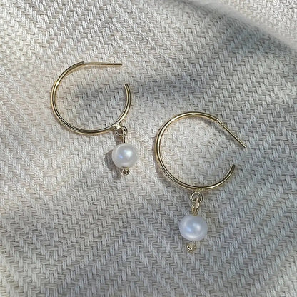 Freshwater Pearl Hoop Earrings | | Elegant Emulations Jewelry USA
